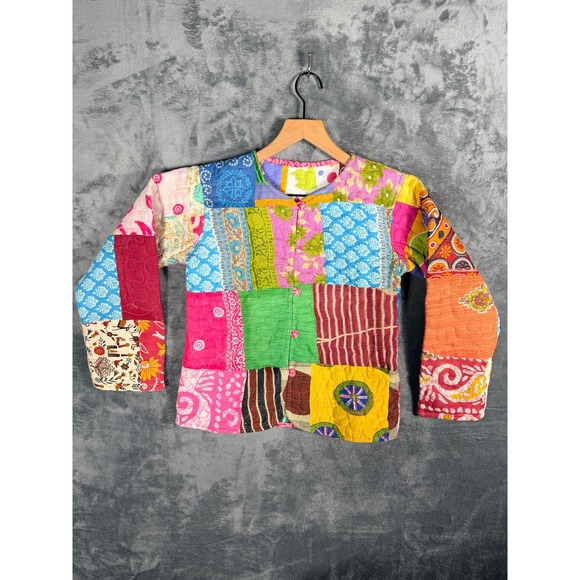 The Unbranded Brand Jackets & Blazers - Womens Quilted Patchwork Kantha Jacket Boho Hippie Multicolor Art To Wear Coat